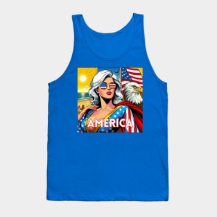 America Female Superhero Patriotic Beach Bald Eagle Tank Top
